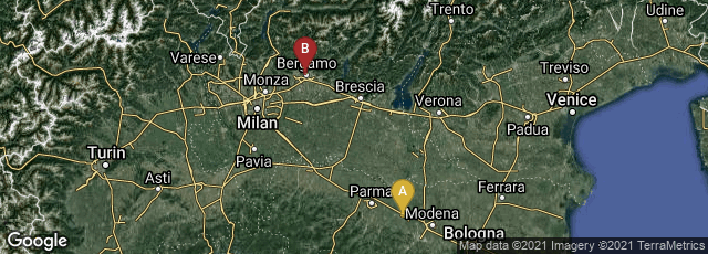 Detail map of Reggio Emilia, Emilia-Romagna, Italy,Bergamo, Lombardia, Italy