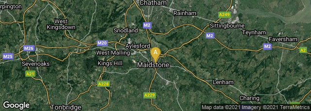 Detail map of Maidstone, England, United Kingdom