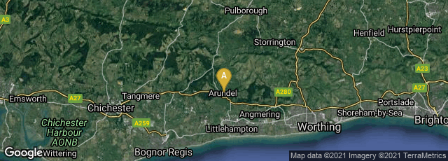 Detail map of Arundel, England, United Kingdom