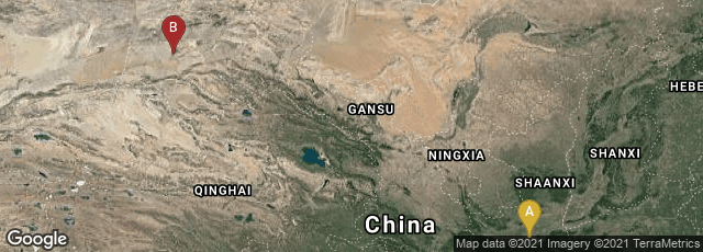 Detail map of Lianhu Qu, Xian Shi, Shaanxi Sheng, China,Dunhuang Shi, Jiuquan Shi, Gansu Sheng, China