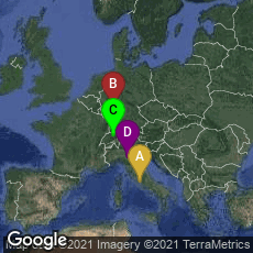 Overview map of Roma, Lazio, Italy,Altstadt, Mainz, Rheinland-Pfalz, Germany,Beromünster, Luzern, Switzerland,Reggio Emilia, Emilia-Romagna, Italy