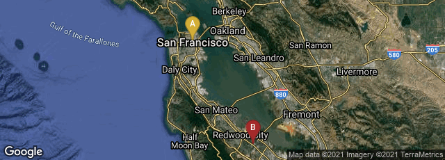 Detail map of San Francisco, California, United States,Menlo Park, California, United States