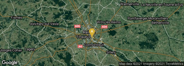 Detail map of Reims, Grand Est, France
