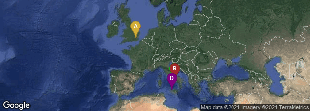 Detail map of London, England, United Kingdom,Ercolano, Campania, Italy,Napoli, Campania, Italy,Palermo, Sicilia, Italy