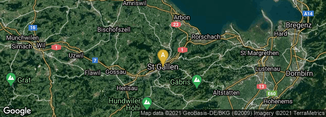 Detail map of St. Gallen, Sankt Gallen, Switzerland