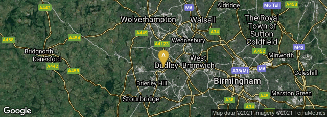 Detail map of Dudley, England, United Kingdom