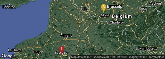 Detail map of Brugelette, Wallonie, Belgium,Beauvais, Hauts-de-France, France