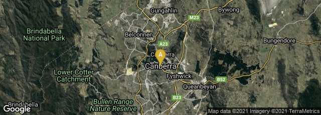 Detail map of Canberra, Australian Capital Territory, Australia