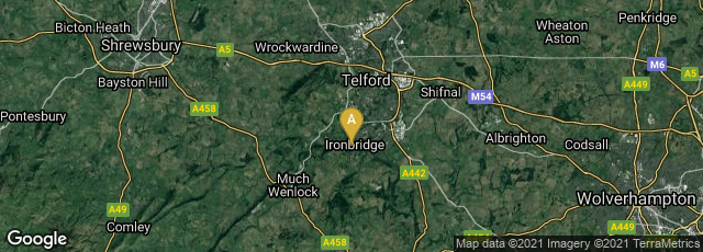 Detail map of Ironbridge, Telford, England, United Kingdom