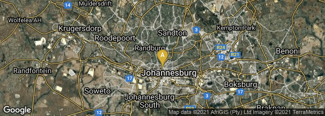 Detail map of Johannesburg, Johannesburg, Gauteng, South Africa