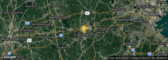 Detail map of Framingham, Massachusetts, United States