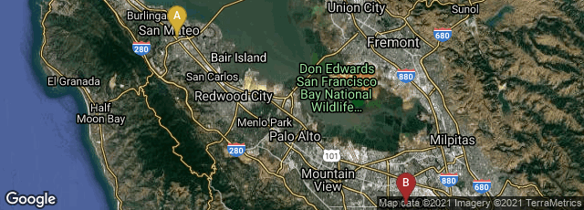 Detail map of San Mateo, California, United States,Santa Clara, California, United States