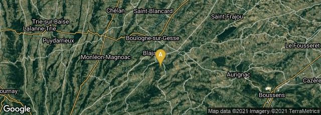 Detail map of Lespugue, Occitanie, France