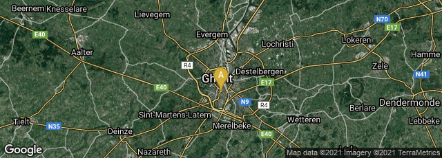 Detail map of Gent, Vlaanderen, Belgium