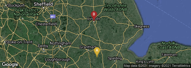 Detail map of Irnham, Grantham, England, United Kingdom,Lincoln, England, United Kingdom