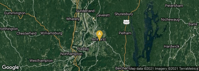 Detail map of Amherst, Massachusetts, United States