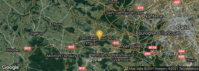 Detail map of Les Clayes-sous-Bois, Île-de-France, France