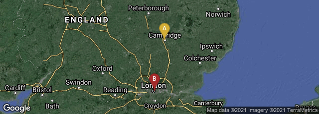 Detail map of Cambridge, England, United Kingdom,London, England, United Kingdom