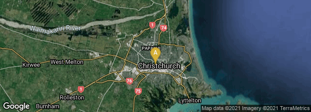Detail map of Christchurch Central City, Christchurch, Canterbury, New Zealand