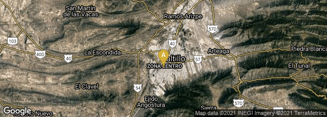 Detail map of Zona Centro, Saltillo, Coahuila de Zaragoza, Mexico