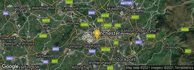Detail map of Old Trafford, Stretford, Manchester, England, United Kingdom