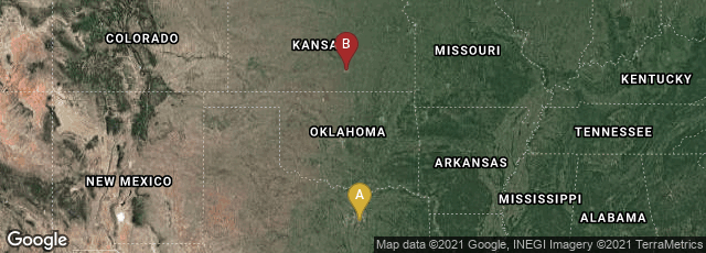 Detail map of Dallas, Texas, United States,Wichita, Kansas, United States