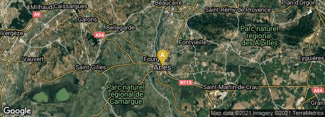 Detail map of Arles, Provence-Alpes-Côte d