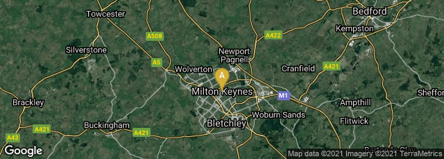 Detail map of Milton Keynes, England, United Kingdom