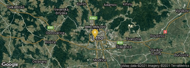 Detail map of Brno-střed, Jihomoravský kraj, Czechia