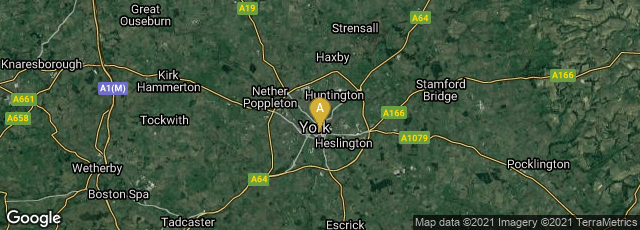 Detail map of York, England, United Kingdom