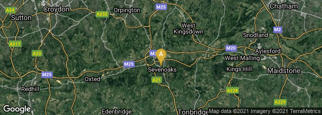 Detail map of Sevenoaks, England, United Kingdom