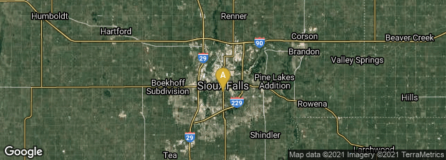 Detail map of Sioux Falls, South Dakota, United States
