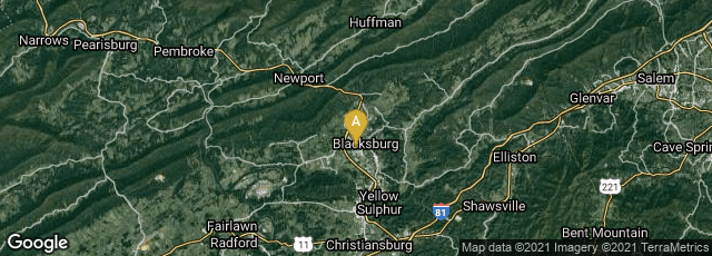 Detail map of Blacksburg, Virginia, United States