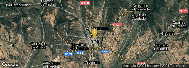 Detail map of León, Castilla y León, Spain