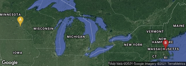 Detail map of Saint Paul, Minnesota, United States,Cambridge, Massachusetts, United States