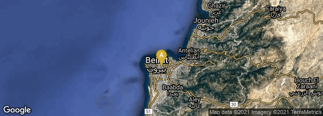 Detail map of Bayrut, Beirut Governorate, Lebanon
