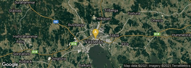 Detail map of Västerås, Västmanlands län, Sweden