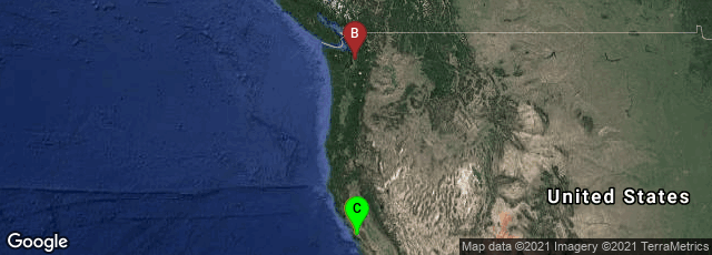 Detail map of Mountain View, California, United States,Bellevue, Washington, United States,Santa Clara, California, United States