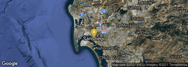 Detail map of San Diego, California, United States