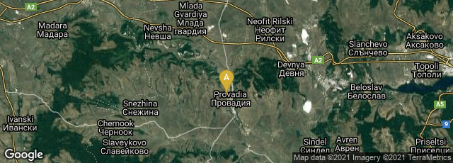 Detail map of Provadia, Varna, Bulgaria