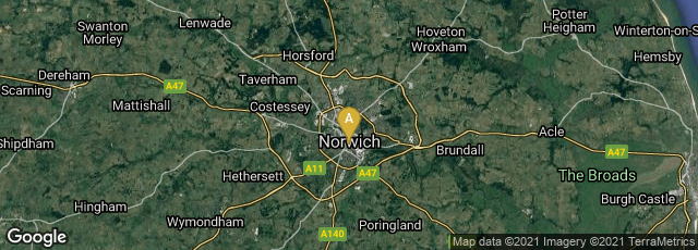Detail map of Norwich, England, United Kingdom