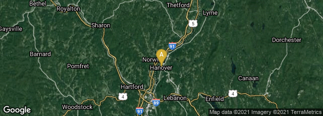 Detail map of Hanover, New Hampshire, United States