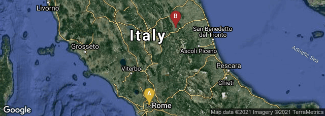 Detail map of Roma, Lazio, Italy,Camerino, Marche, Italy