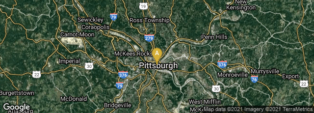 Detail map of Pittsburgh, Pennsylvania, United States