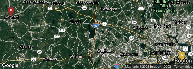 Detail map of Boston, Massachusetts, United States,Maynard, Massachusetts, United States