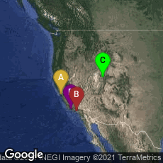 Overview map of Stanford, California, United States,Los Angeles, California, United States,Salt Lake City, Utah, United States,Santa Barbara, California, United States