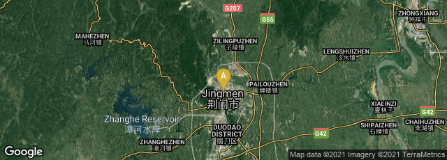 Detail map of Dongbao Qu, Jingmen Shi, Hubei Sheng, China