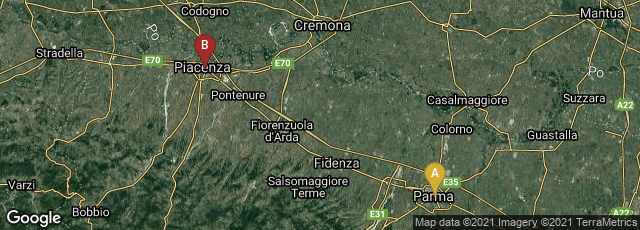 Detail map of Parma, Emilia-Romagna, Italy,Piacenza, Emilia-Romagna, Italy