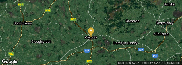 Detail map of Roscrea, County Tipperary, Ireland