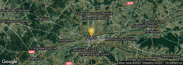Detail map of Tours, Centre-Val de Loire, France